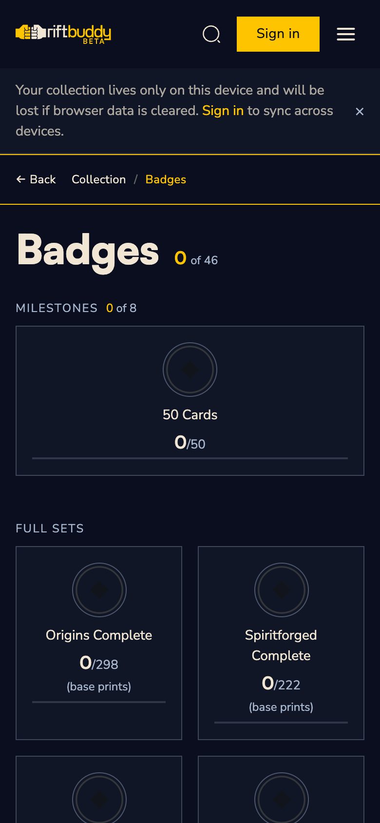 Collection badges on a phone