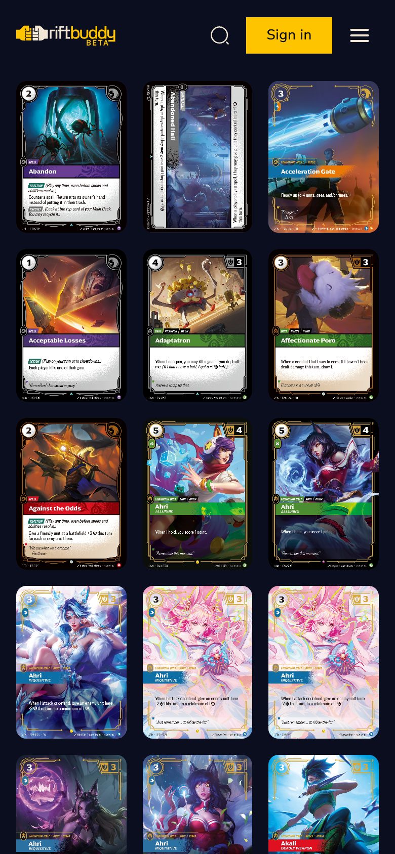 Card browser on a phone