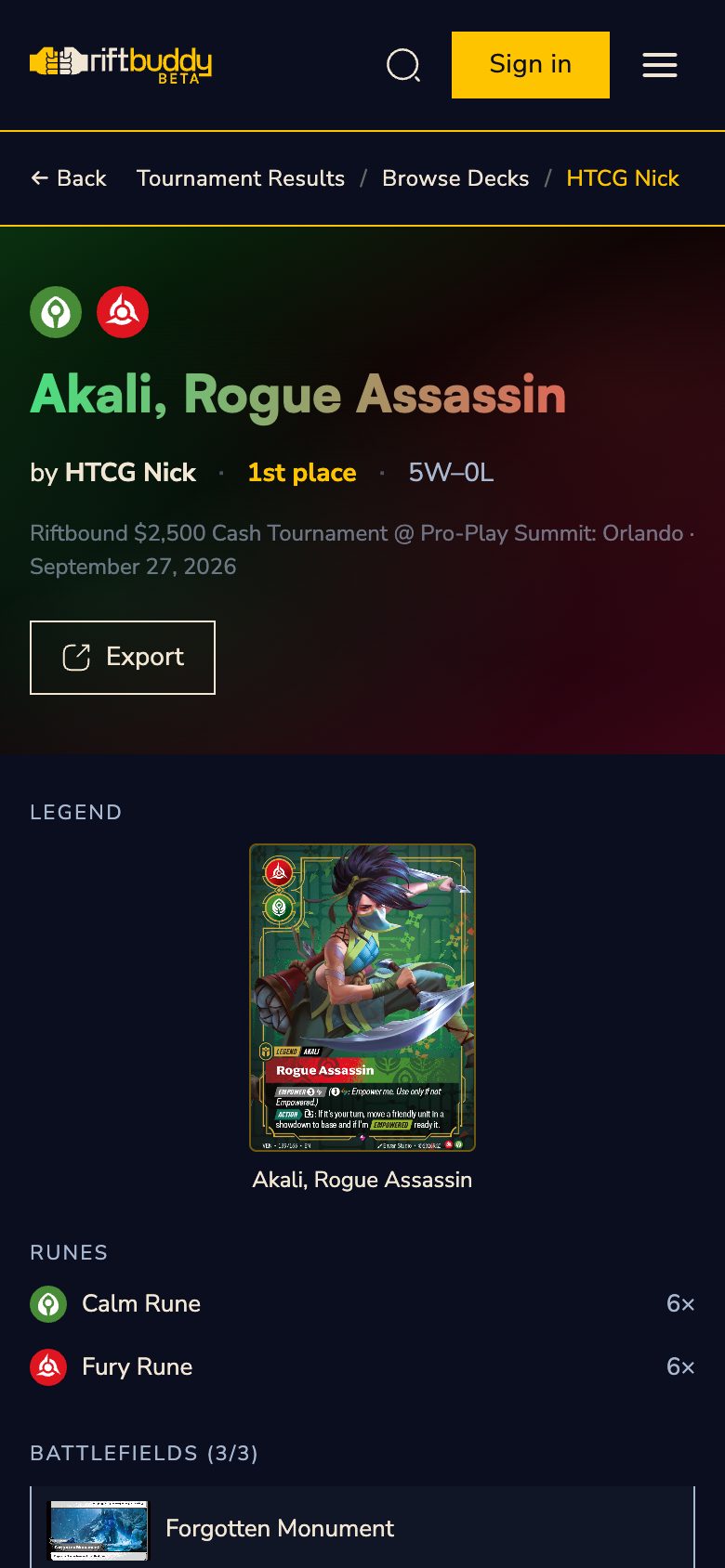 Tournament deck on a phone
